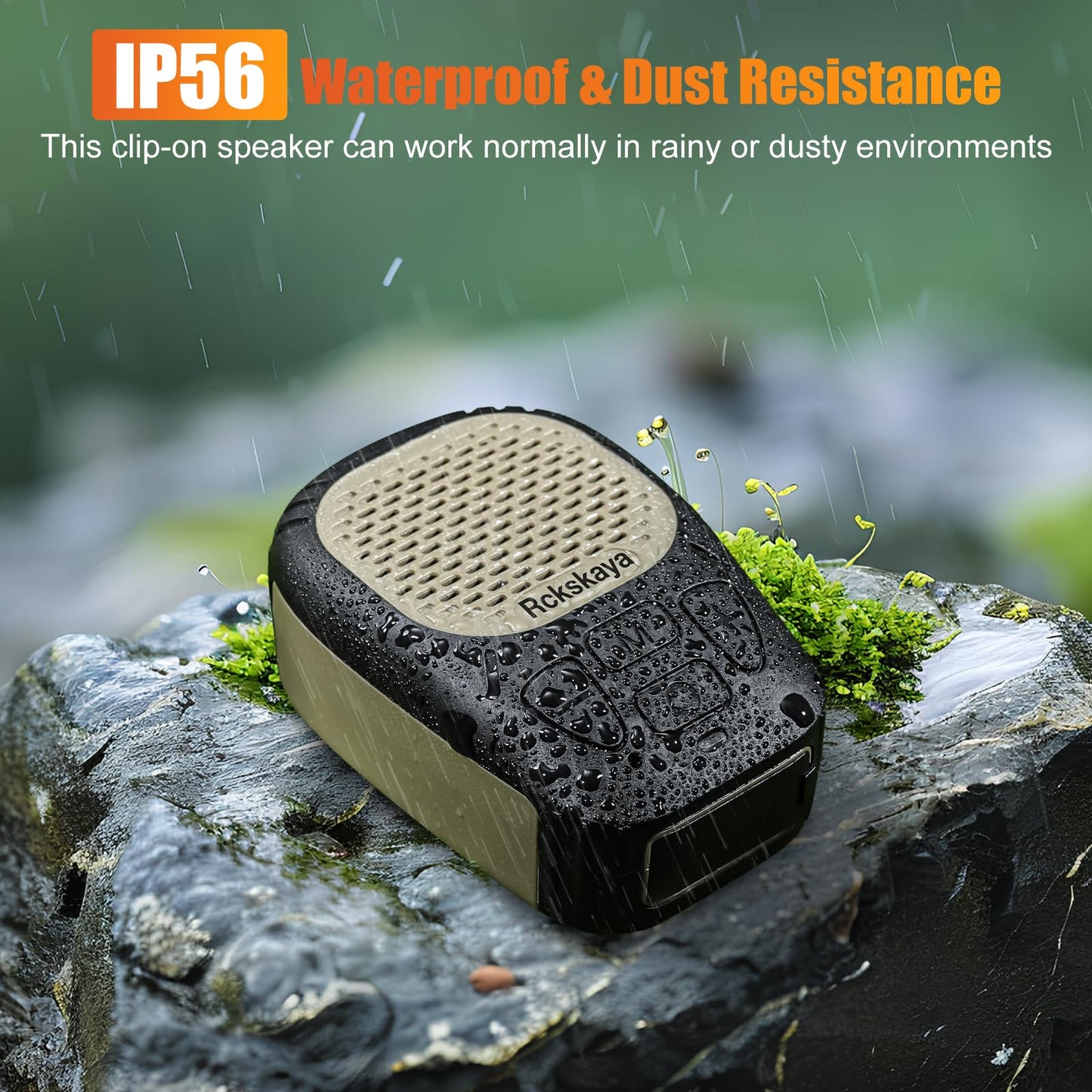 Rckskaya Clip On Bluetooth Speaker, Portable Speaker Wearable Wireless, Mini Bluetooth Speakers Up to 30H Battery Life, Support TF Card, Hands-Free Music/Calls (Non Magnetic) (Army Green)