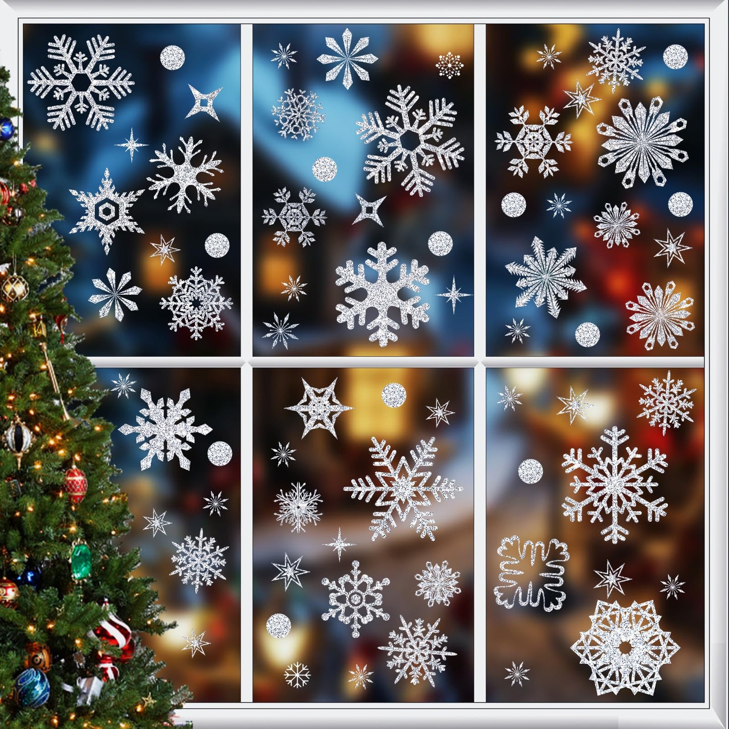 93pcs Christmas Sticker Decor,9 Sheets Christmas Window Decorations for Christmas Festival Decoration