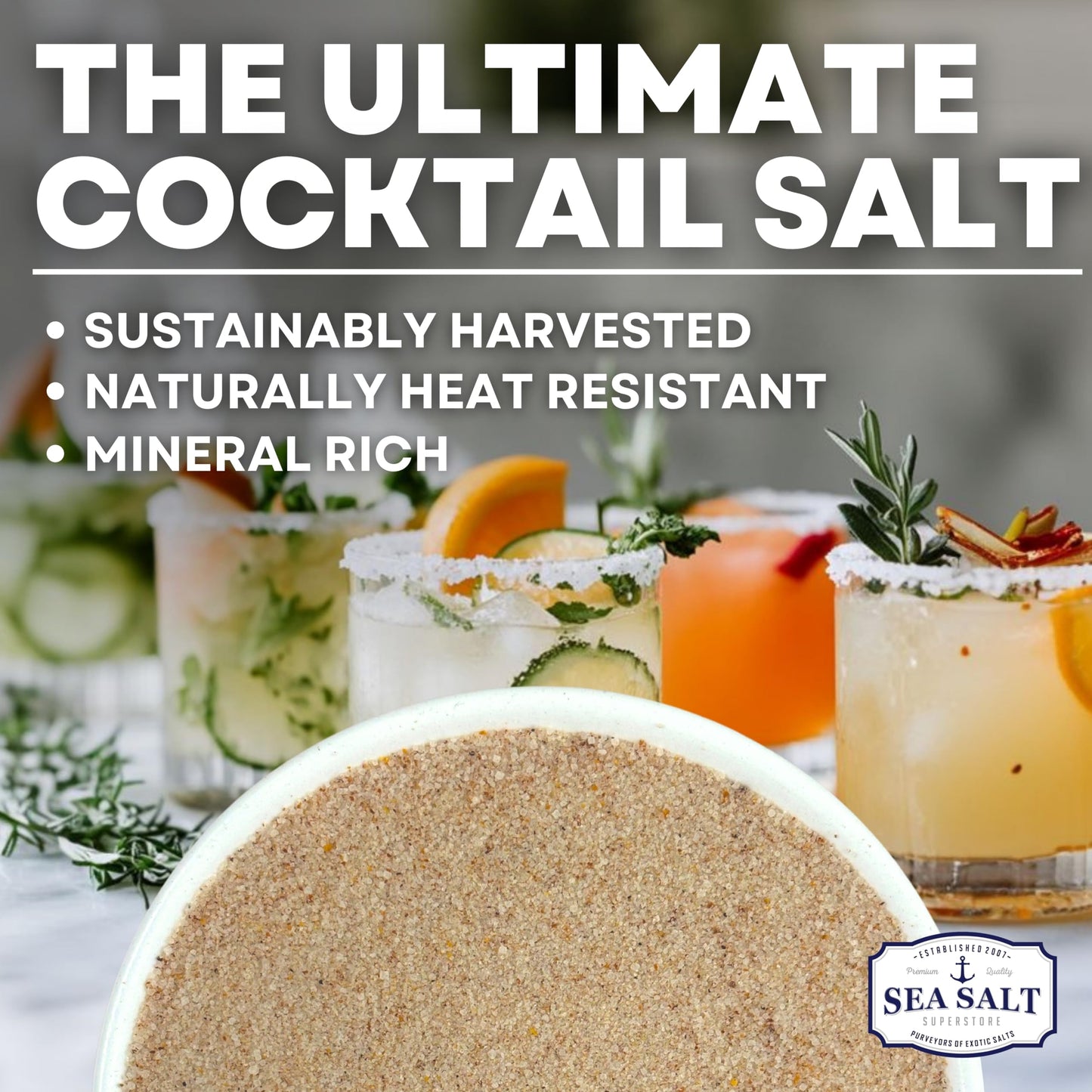 Spicy Margarita Salt Garnishing Infused with Habanero – Unrefined, Natural Cocktail Garnishing for Cocktails, Ruddy Mary & Mixed Drinks, 6 oz Tub – Sea Salt Superstore