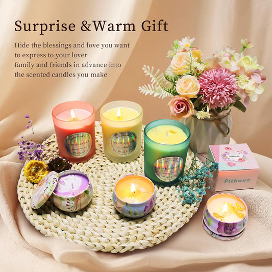 Candle Making Kit for Adults, Scented Candle Making Supplies with Soybean Wax Melter, DIY Arts&Crafts Kits Gift Starter Making Supply Perfect as Home Decorations with Glass Jar Candle Tins