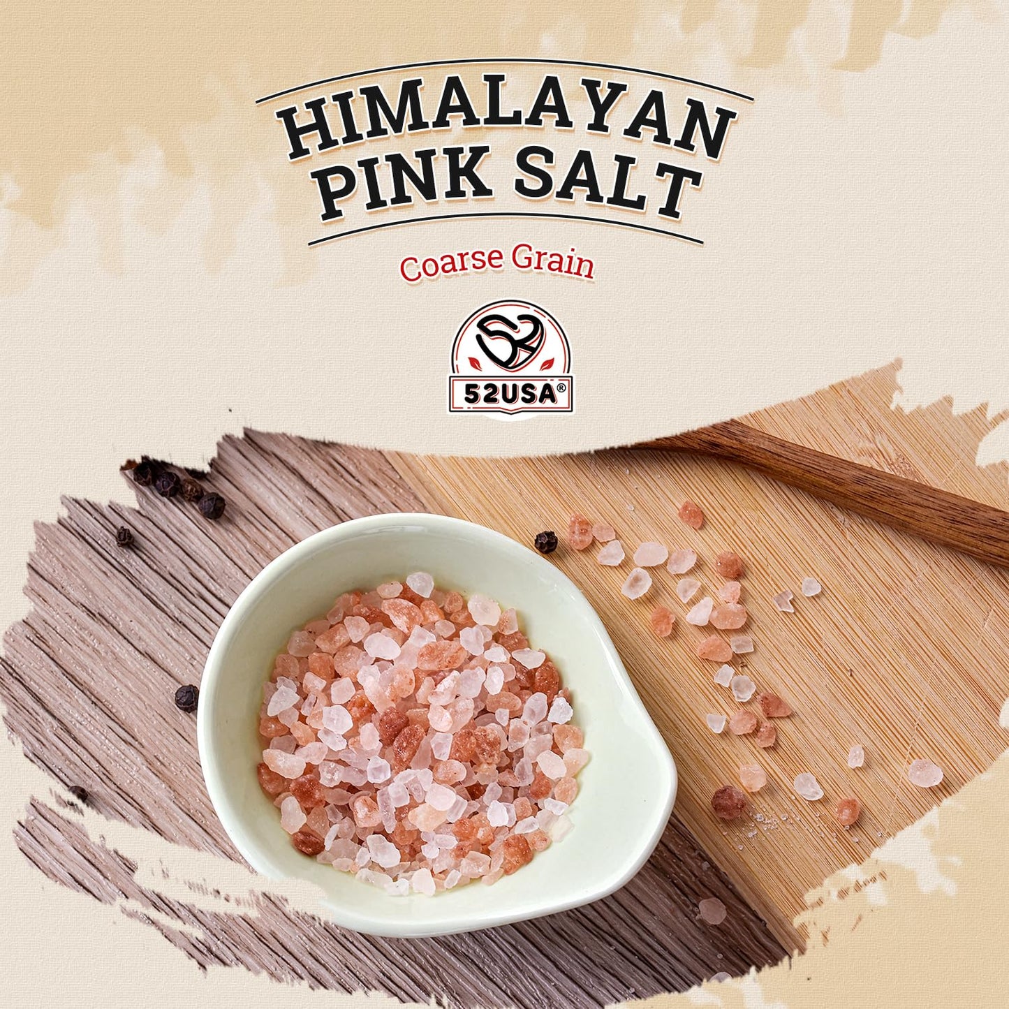 52USA Himalayan Pink Salt for Grinder Refill, 80oz (5 Pound), Non-GMO, Himalayan Coarse Salt, 80+ Minerals and Electrolytes, Pink Himalayan Sea Salt, Unrefined Rock Salts, Kosher & Natural Certified