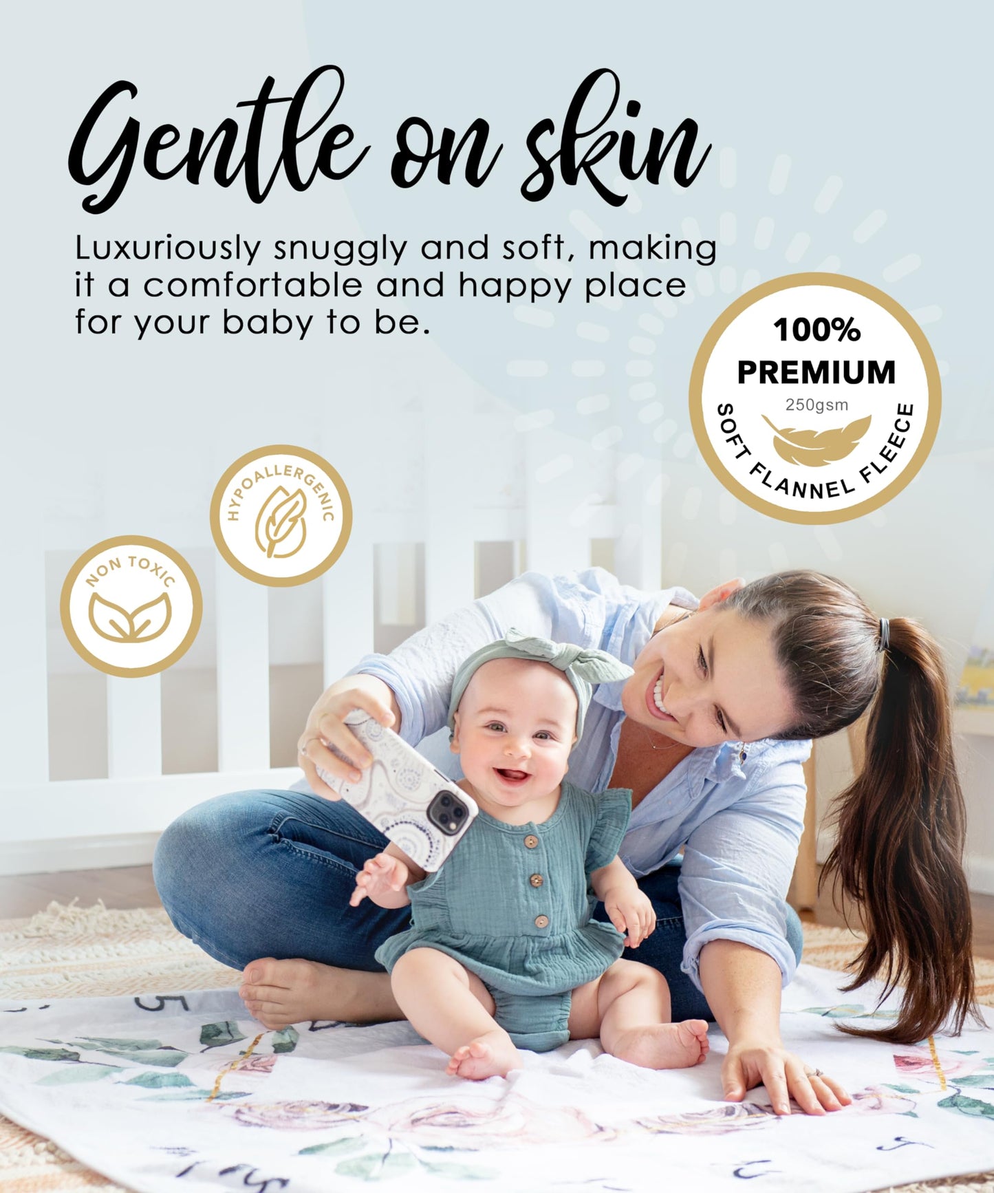 Calloo Baby Monthly Milestone Blanket for Girls, Growth Chart, Fleece, 46"x46"