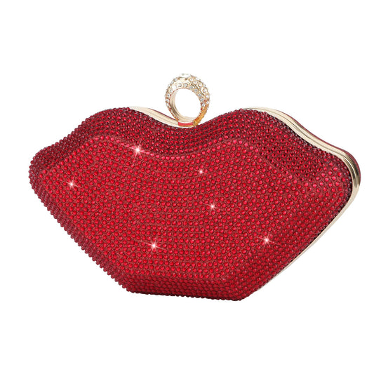 Gripit Rhinestone Small Red Clutch Purse Sparkly Evening Bag Glitter Wedding Party Prom Handbag for Women