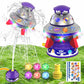 Outdoor Water Sprinkler Toys for Kids, Summer Water UFO Spaceship Rocket Sprinklers Launch Toys with Light, Ideal Holiday Backyard Lawn Yard Game Birthday Gift for Boys Girls 3 Years and Up (Purple)