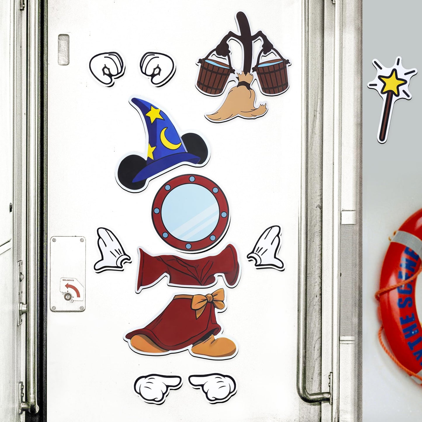 YZFDUI Cruise Door Magnets 12Pcs - Magical Mouse Theme Waterproof Magnetic Stickers for Refrigerator, Garage, Outdoor - Holiday Carnival Ship Cabin Decor