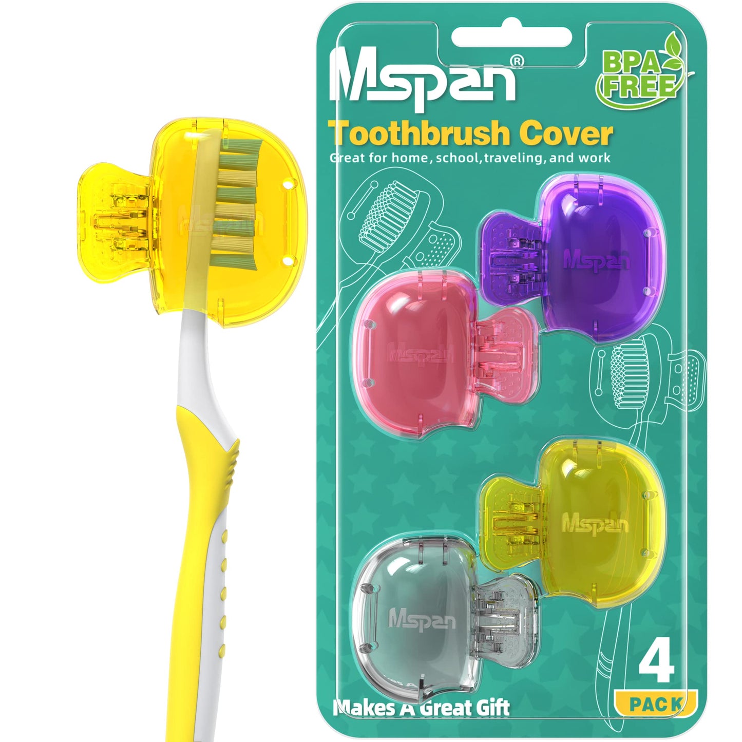 Mspan Toothbrush Head Cover Cap: Toothbrush Protector Brush Pod Case Protective Plastic Clip Bathroom Cool Stuff for Household Travel