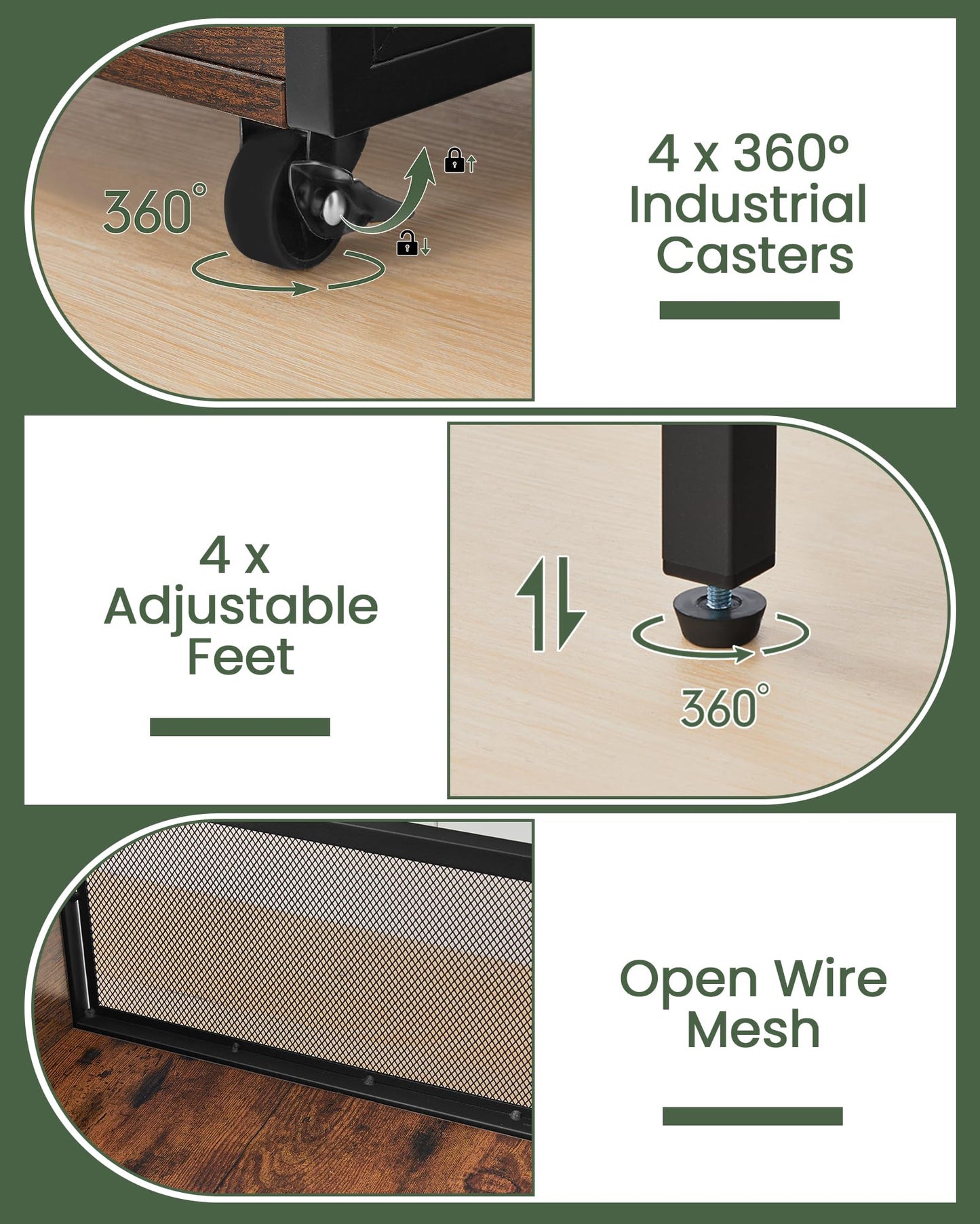 CHOEZON End Table, 19.7 Inch Square Side Table, Mini Fridge Stand with Storage, Nightstand with Mobile Basket Cart, for Living Room, Bedroom, Rustic Brown and Black TBZ55BF