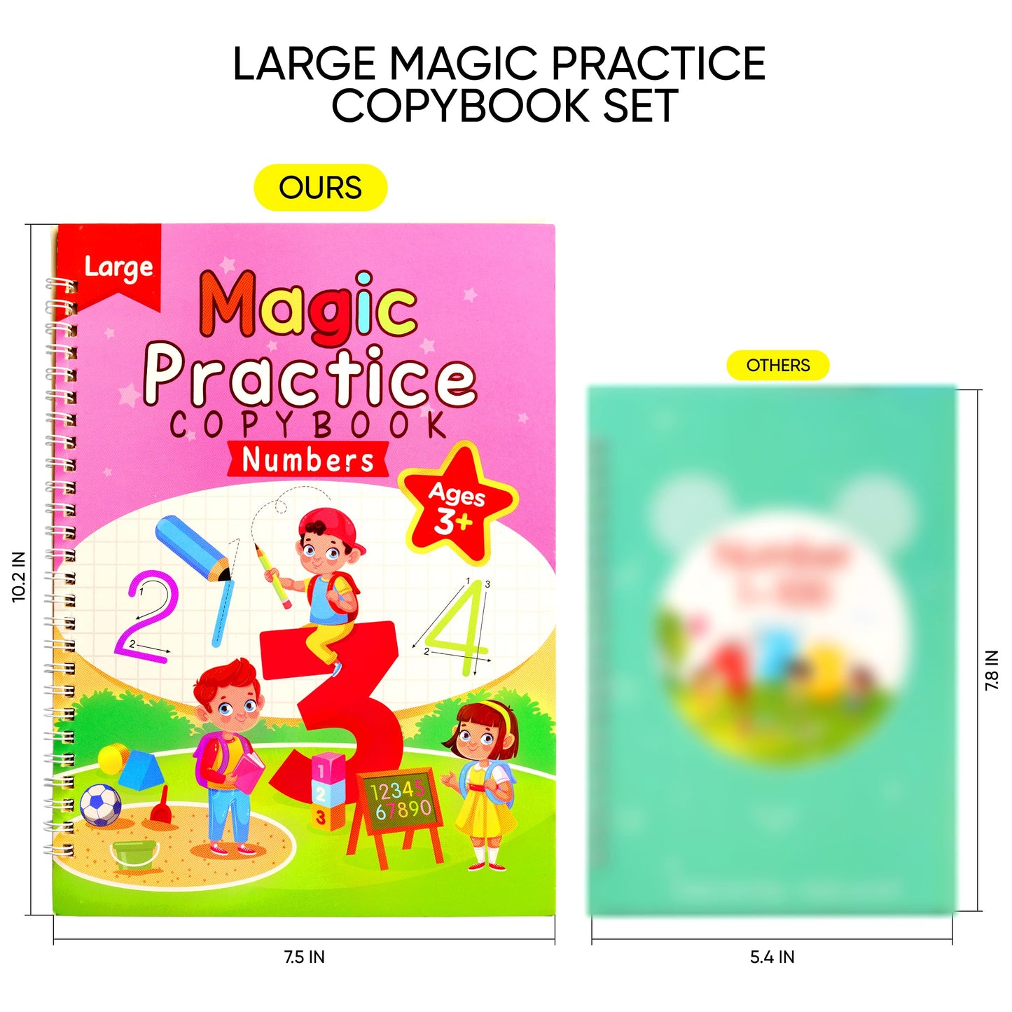 Nirvend Large Magic Practice Copybook,Grooved Writing Books for Kids ages 3-8,Preschool Learning Activities,Handwriting Practice for Kids (10.2x7.5in)