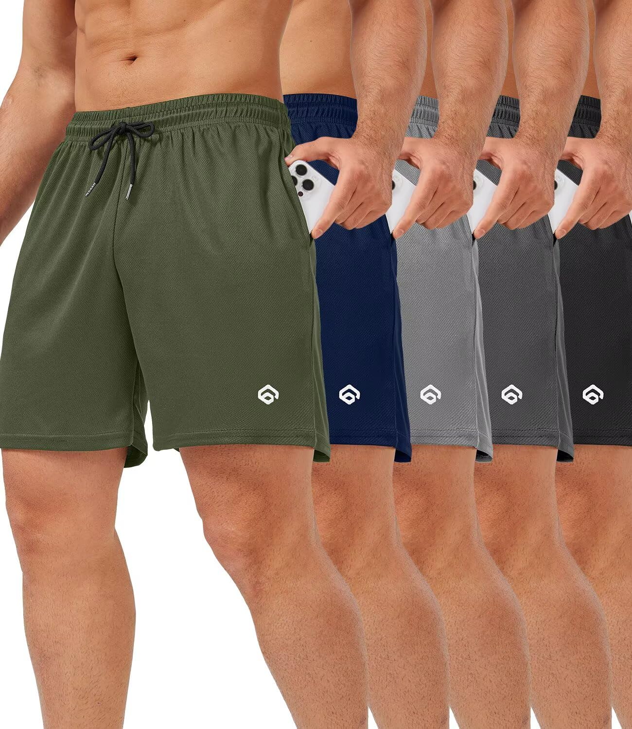 lomsoe 5 Pack Gym Shorts Men 5 Inch Quick Dry Mesh Shorts Men Lightweight Training Athletic Running Shorts with Pockets