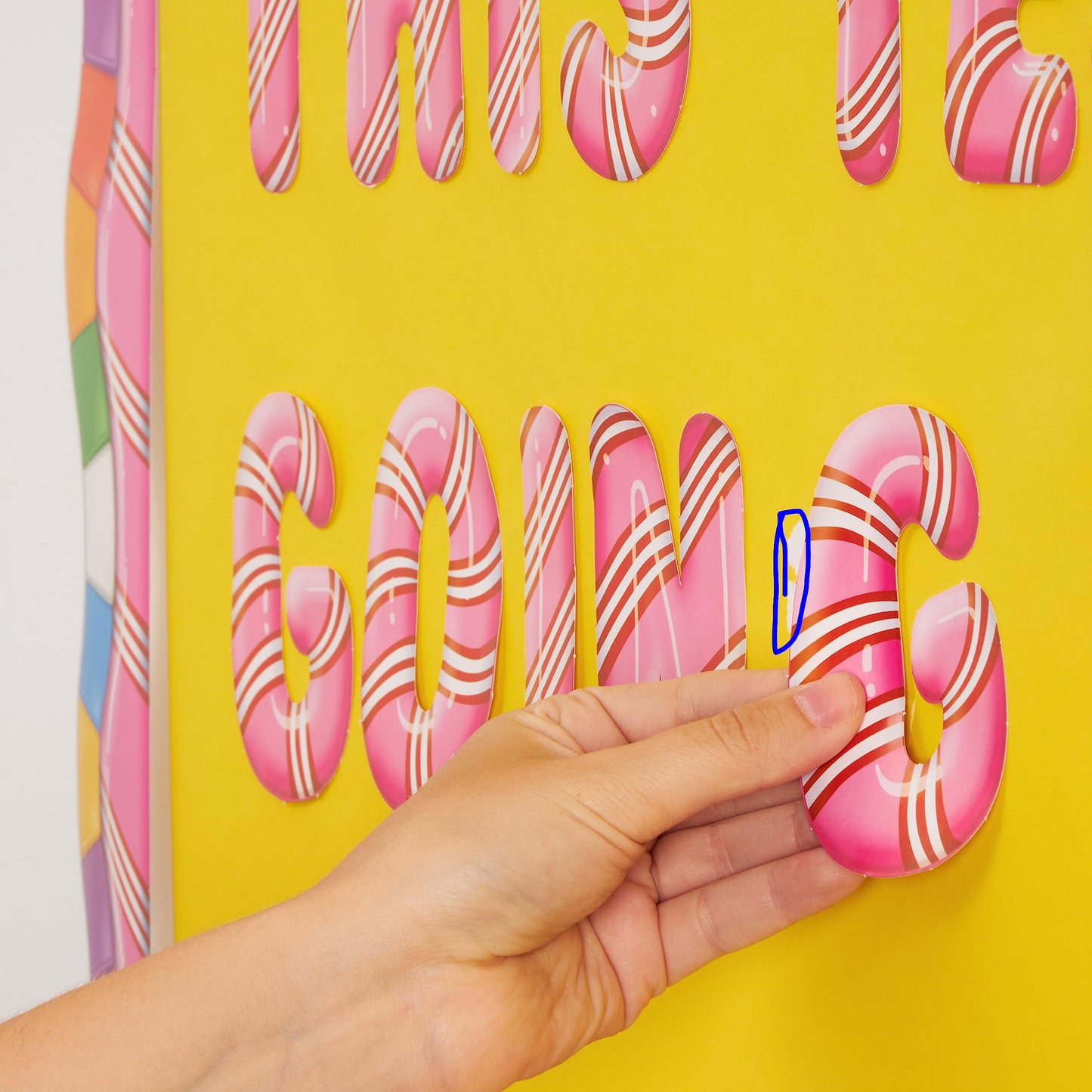 Eureka Candy Land 4-inch Peppermint Stripes Deco Letters, PinkEU-845155