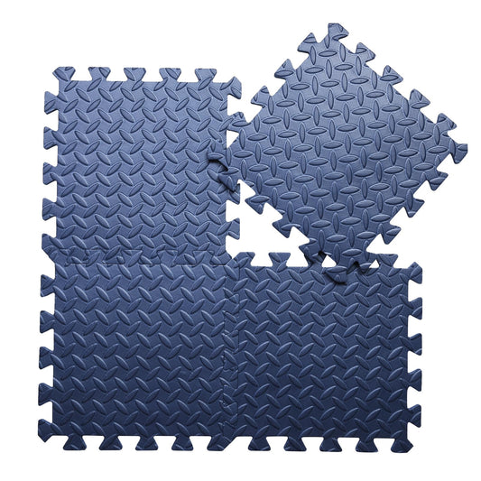 Coolcandy EVA Foam Play Mat, 16 Tiles Colorful Baby Play Mat, Square Kids Playmat with Solid Colored, 0.4" Thickened Interlocking Foam Floor Tiles, Puzzle Play Mat for Baby Lying, Playing (Navy Blue)