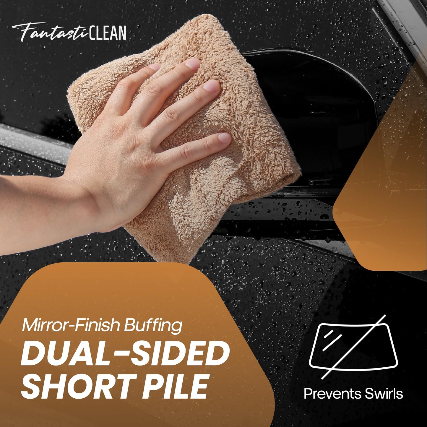 Fantasticlean Microfiber Towels for Cars, Tear Away Car Detailing Cloth Roll, RV Boat Drying Polishing, Edgeless Plush, Coral Fleece, Ultra Absorbent, Scratch-Free, 14" x 14", 20 Pack (Tan)