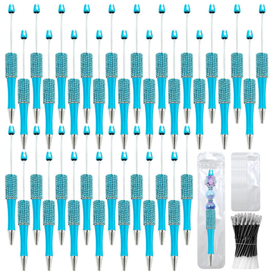 75 Pcs DIY Diamond Beadable Pen Kit - 25 Plastic Rhinestone Beaded Pens Bulk with Refills & Bags - Fancy Cute Glitter Pens for Crafting, Students & Teachers – School Supplies, Office Item