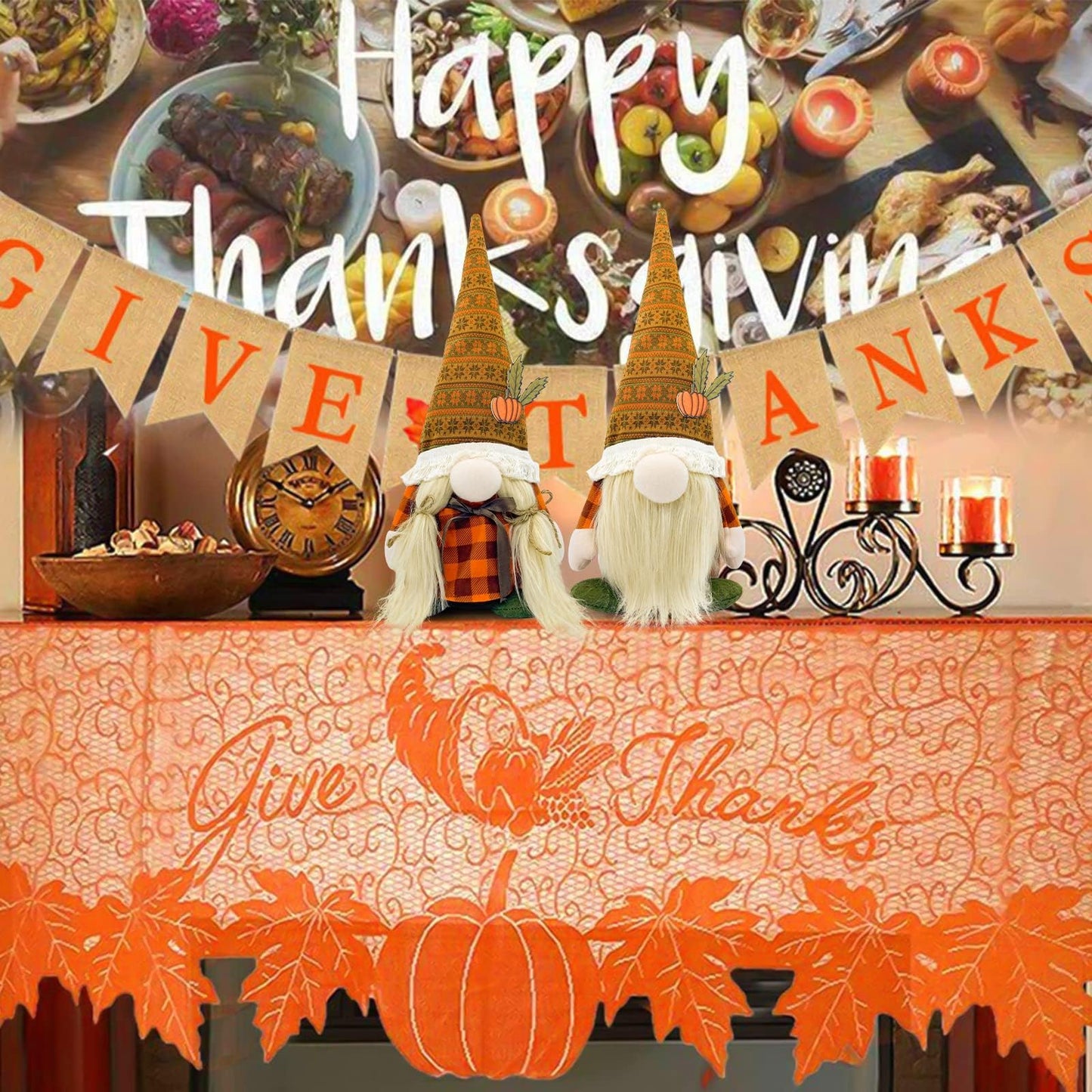 Lovinland Fall Decor - Fall Decorations for Home - Cute Thanksgving Gnomes Plush Doll for Office, Table, Room, Mantel, Shelf, Porch, Desk, Halloween Table Centerpieces - Thanksgiving Gifts for Women