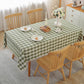 Alsoo Checkered Rectangle Tablecloth Cotton Linen Fabric Gingham Table Cloth Buffalo Plaid Table Cover with Tassel Wrinkle Free Washable for Kitchen Dining Picnic, Green and White, 55X75''