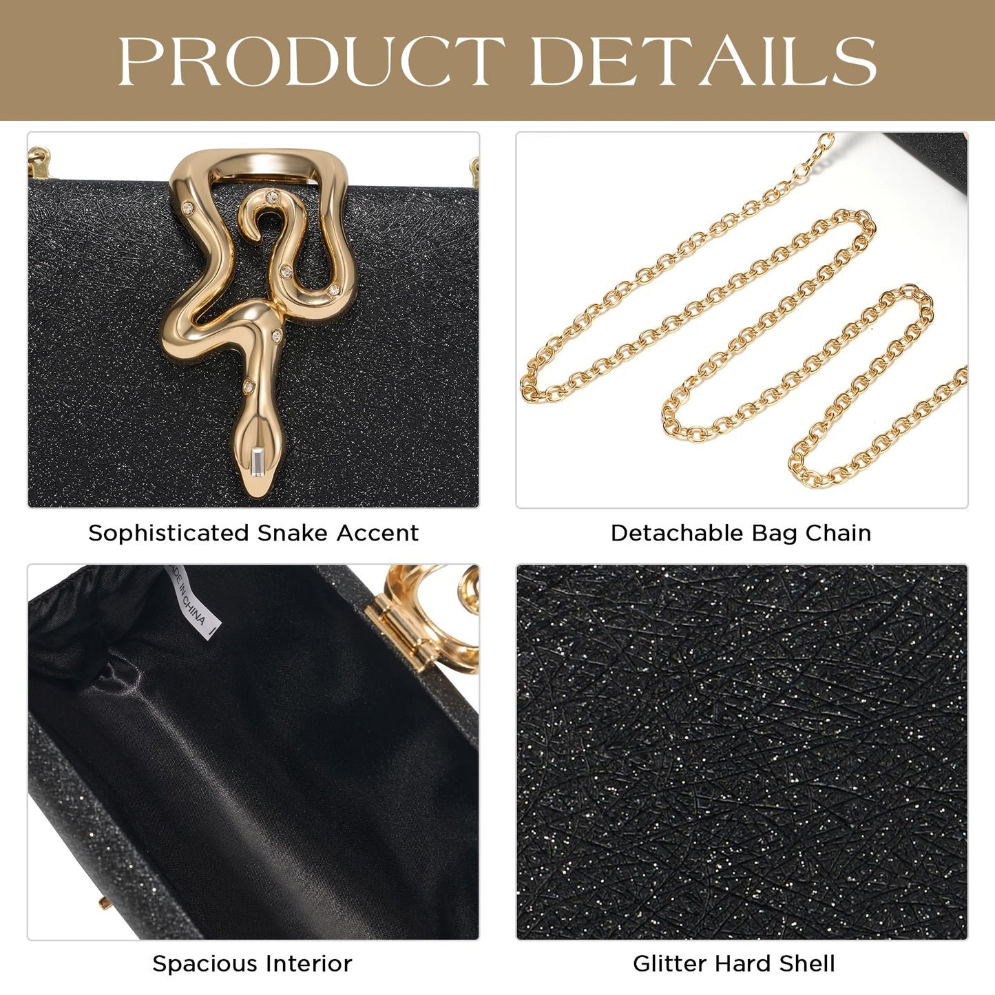 SWEETV Glitter Clutch Purses for Women Elegant Evening Bag for Parties, Weddings, and Formal Events