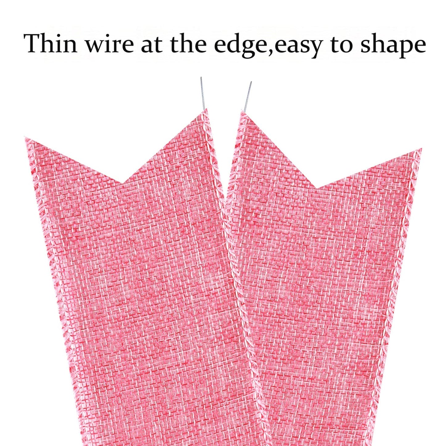 2 Pcs Large Pink Christmas Wreath Bows Decor,Xmas Tree Topper Bow Decorations with Pink Burlap and Glitter String for Christmas Holiday Home Front Door Outdoor