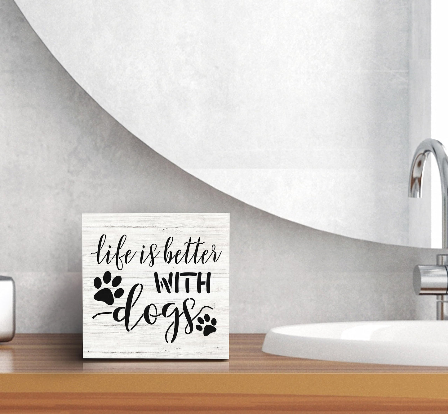 SRADMO Life Is Better with Dogs Wood Box Sign Desk Decor, Dog Lovers Saying Rustic Wooden Block Box Sign Decoration For Home Living Room Shelf Table Decor