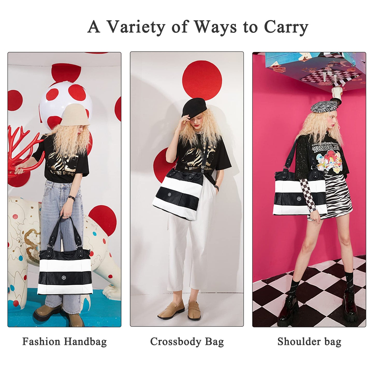 Angel Kiss Hobo Purses for Women Multi-Color Striped Lattice Cross Body Shoulder Purse Bag Tote Handbag