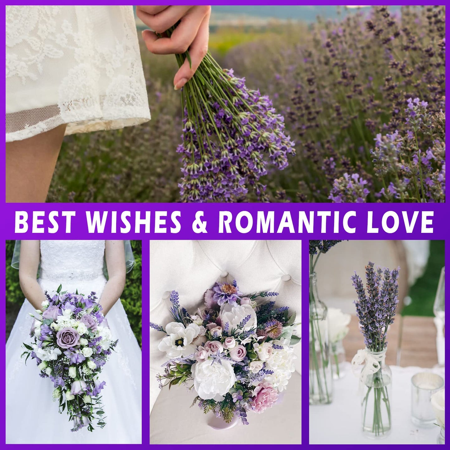 Dried Lavender Bundles, Uieke Natural Dried Lavender Flowers 280-300 Stems 16“ for Home Weeding Decoration Flower Arrangements Home Fragrance 2 Bundles