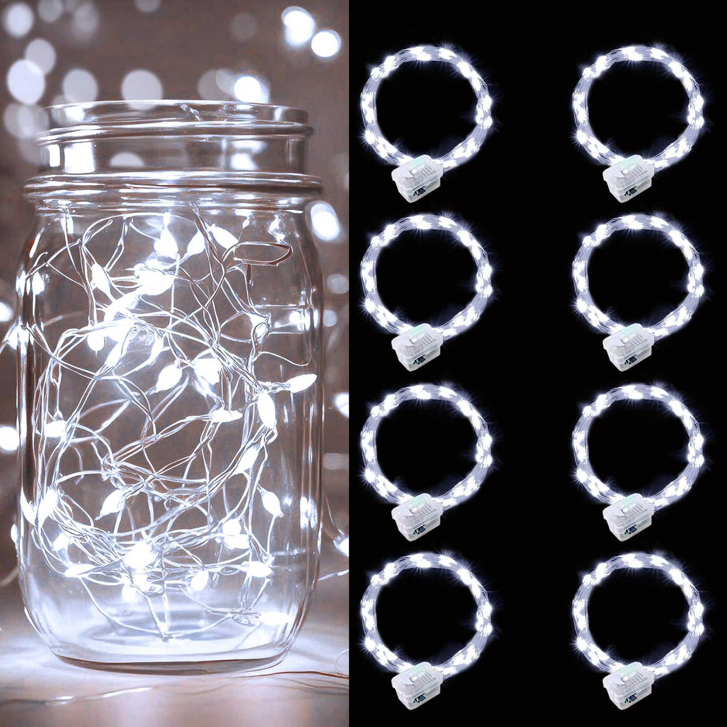 pozzolanas 12 Pack White Battery Operated String Lights - 7ft Waterproof Fairy Lights with 20 LEDs for Home, Mason Jar, Party, Wedding, Halloween, Christmas Decorations