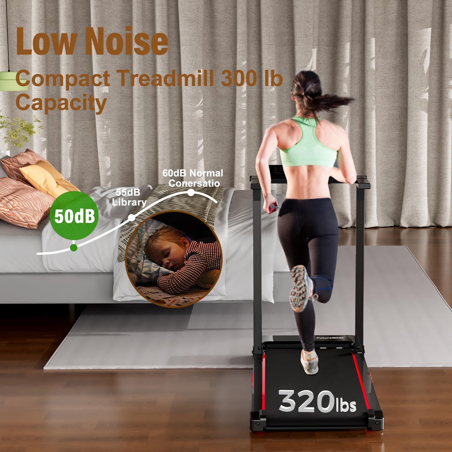 Treadmill with Handle, 3.0HP Treadmills for Home Small Spaces,Electric Portable Foldable treadmills with LED Display, Walking Pad Treadmill with Handle,Compact Walking Treadmills with 320 LBS Capacity