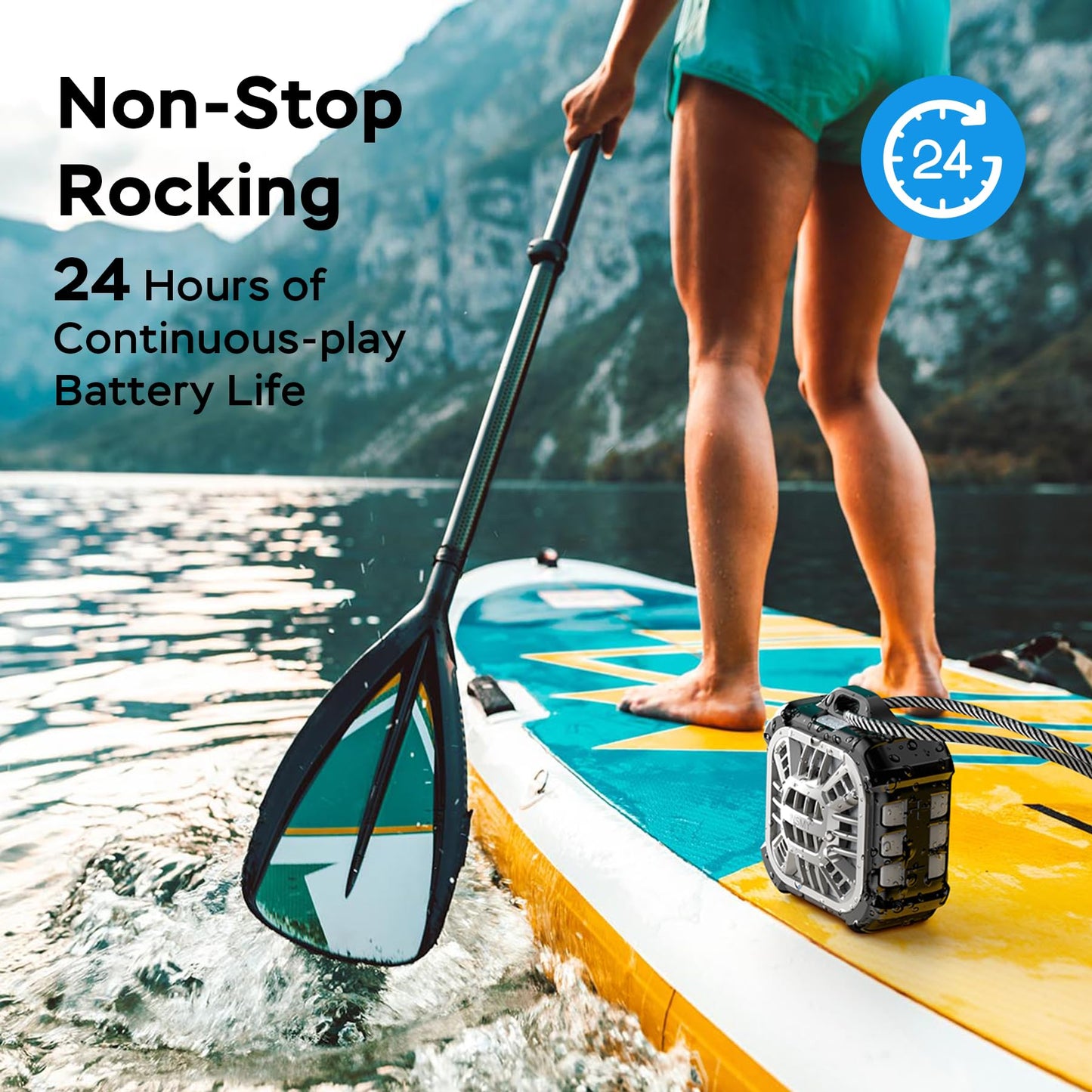 INSMY Shower Bluetooth Speaker, IP67 Waterproof Portable Small Wireless Link Over 100+ Speakers, Big Volume Booming Bass, 24H Playtime/Floatable/RGB Lights for Outdoor/Kayak/Beach/Golf (Black)