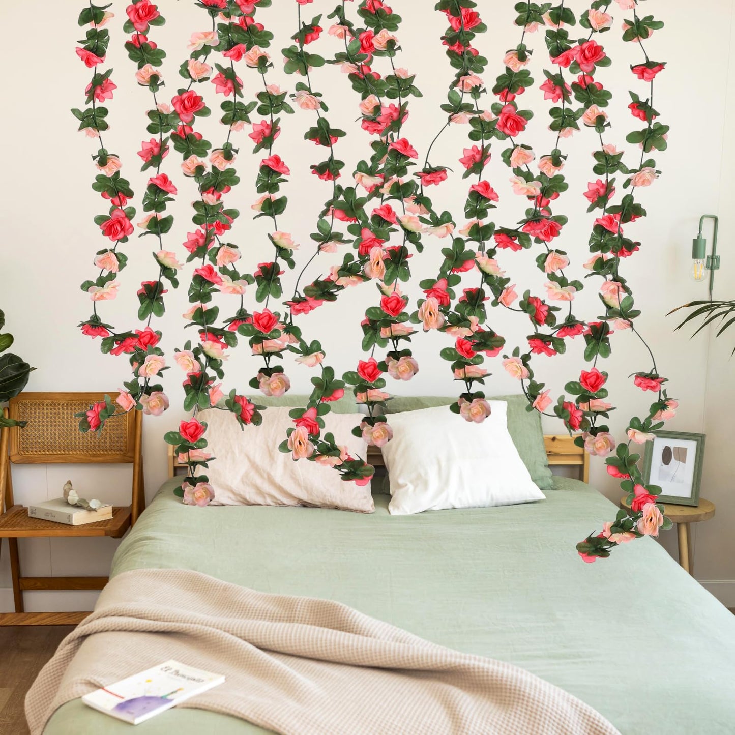 10 Pcs 82FT Flower Garland, Artificial Rose Garland Flowers Plants Fake Flower Hanging Rose Ivy, Birthday Party Valentine's Day Wedding Wall Arch Decor