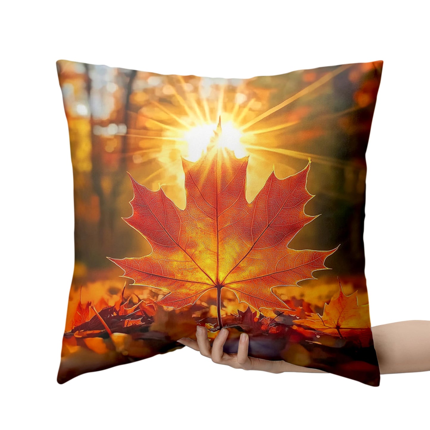 Kwlegh Fall Throw Pillow Covers 18x18 Set of 2 Maple Leaf Pillow Covers Maple Forest Outdoor Pillow Covers Autumn Sunset Sunshine Pillow Case for Living Room Couch