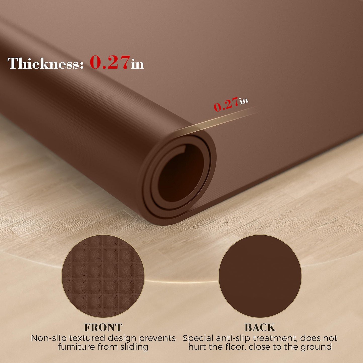 Recliner Pads for Hardwood Floors Brown, Under Recliner Mat to Keep Furniture from Sliding, Non-Slip Recliner Grippers, Anti-Slip Furniture Pads, Recliner Floor Protectors for Hardwood