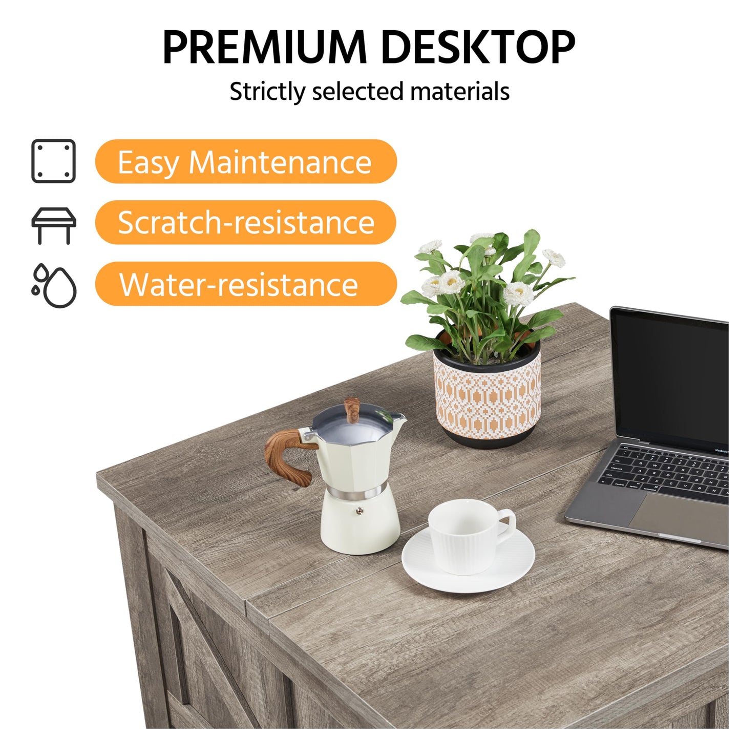 Yaheetech Lift Top Coffee Table, Square Farmhouse Coffee Table with Hidden Storage Compartment, Wood Center Table for Living Room, Home Office, Gray