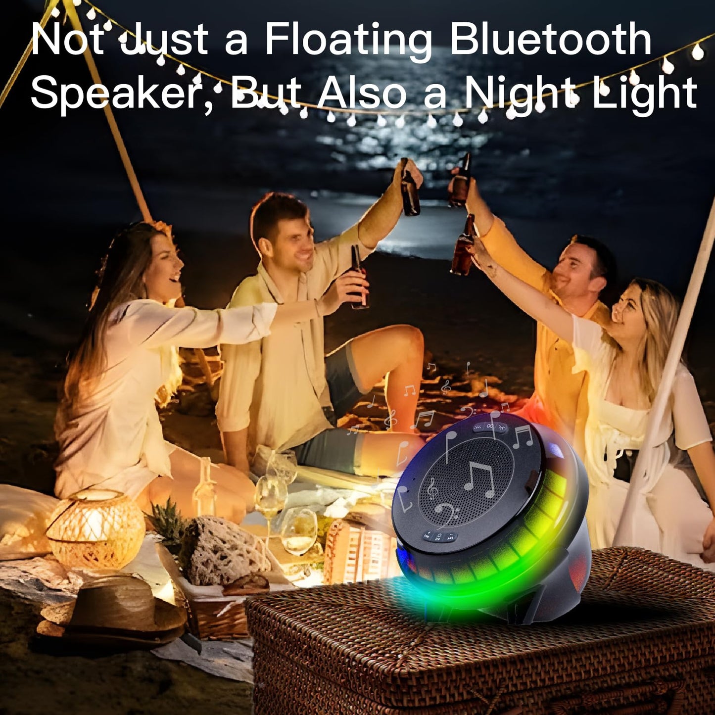 EMPERSTAR Floating Speaker for Pool with Colorful Lights, IPX7 Waterproof Floating Hot Tub Speaker, 15W Stereo Loud Sound, 360° Loud Stereo Sound, TWS, Great for Pool Shower Travel SPA