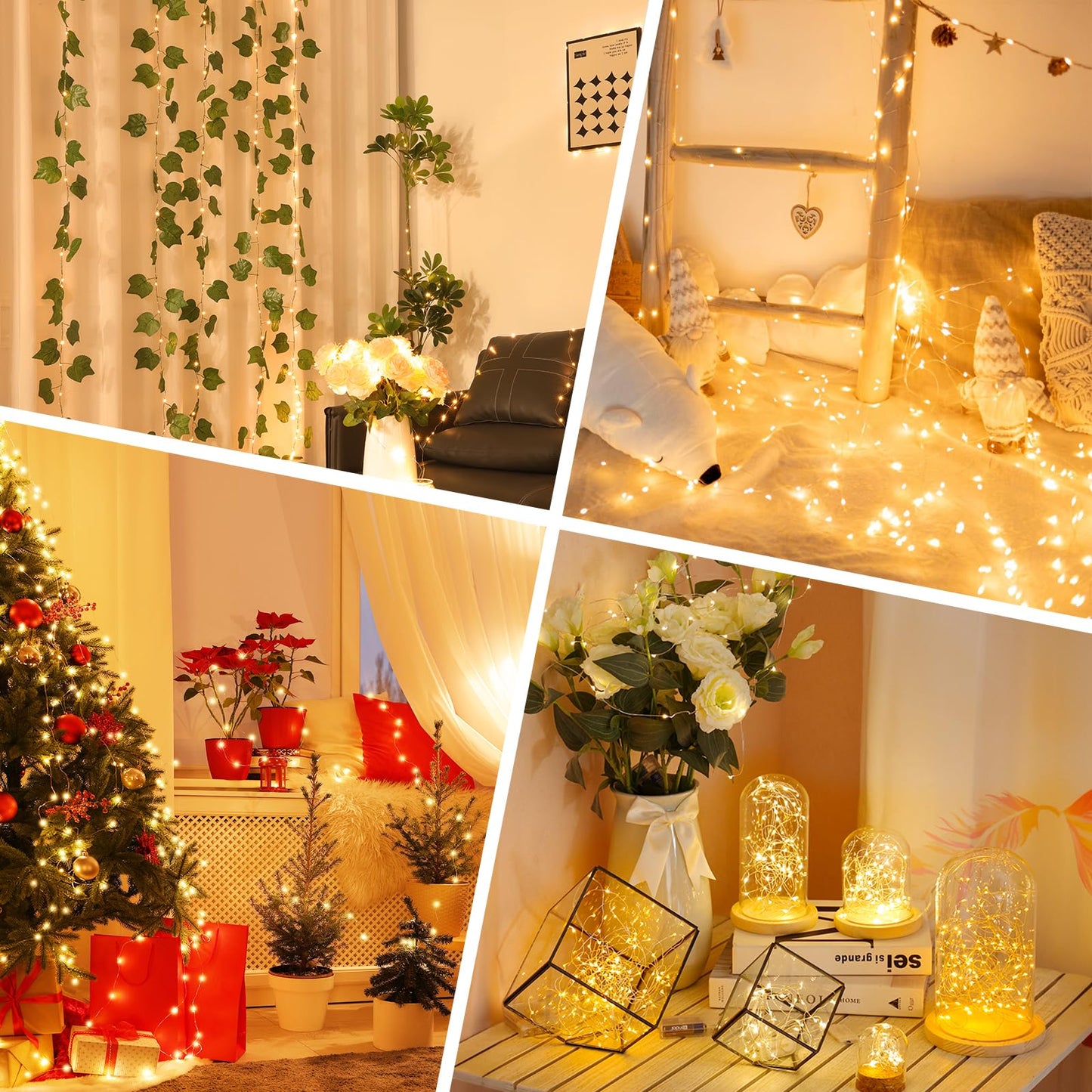 Lipstick Rechargeable Fairy Lights, 1 Pack Twinkle Lights Battery Operated, Mini Indoor LED String Lights with Timer for Vine, Bedroom, Christmas, Parties, Wedding, Decoration (5M/16FT Warm White)