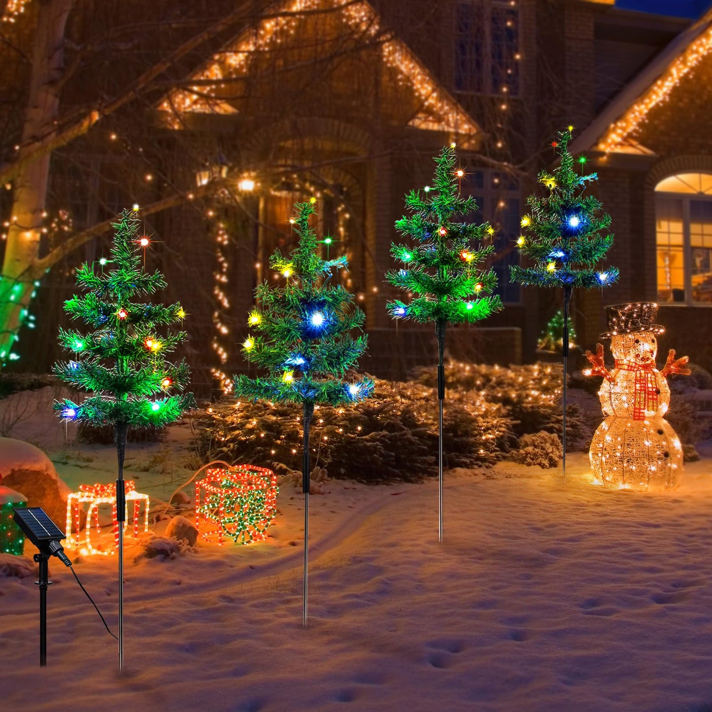 Vbioa Solar Christmas Tree Lights Outdoor - 2pcs Garden Decorations, Waterproof Lights for Yard, Gifts for Women, Mom