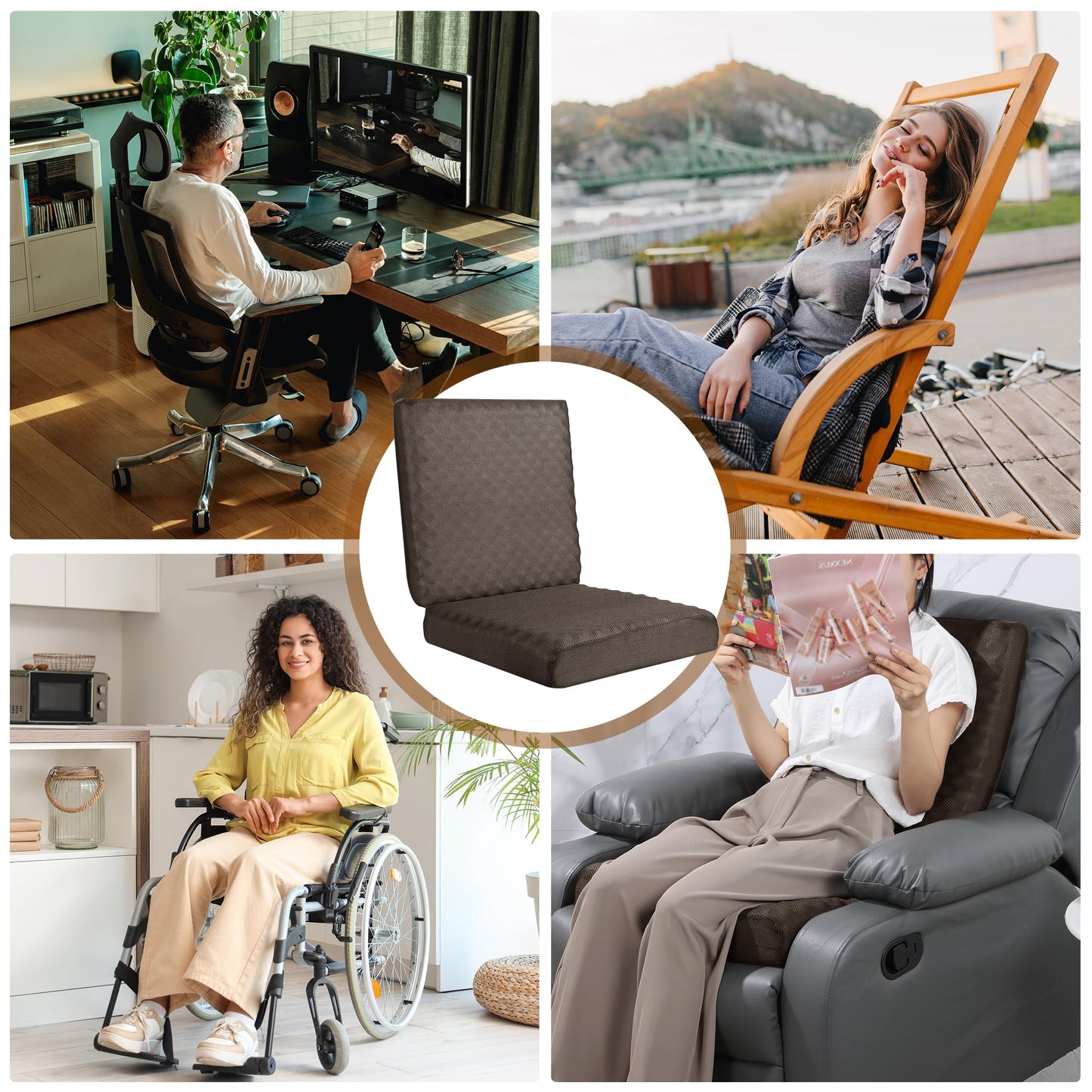 BALAPET Recliner Cushions for Long Sitting,Egg Crate Foam Recliner Cushion for Elderly Reduces Muscle Fatigue and Provides Air Flow,Extra Large Non-Slip Seat Cushion with Back Support(20×20×4in)