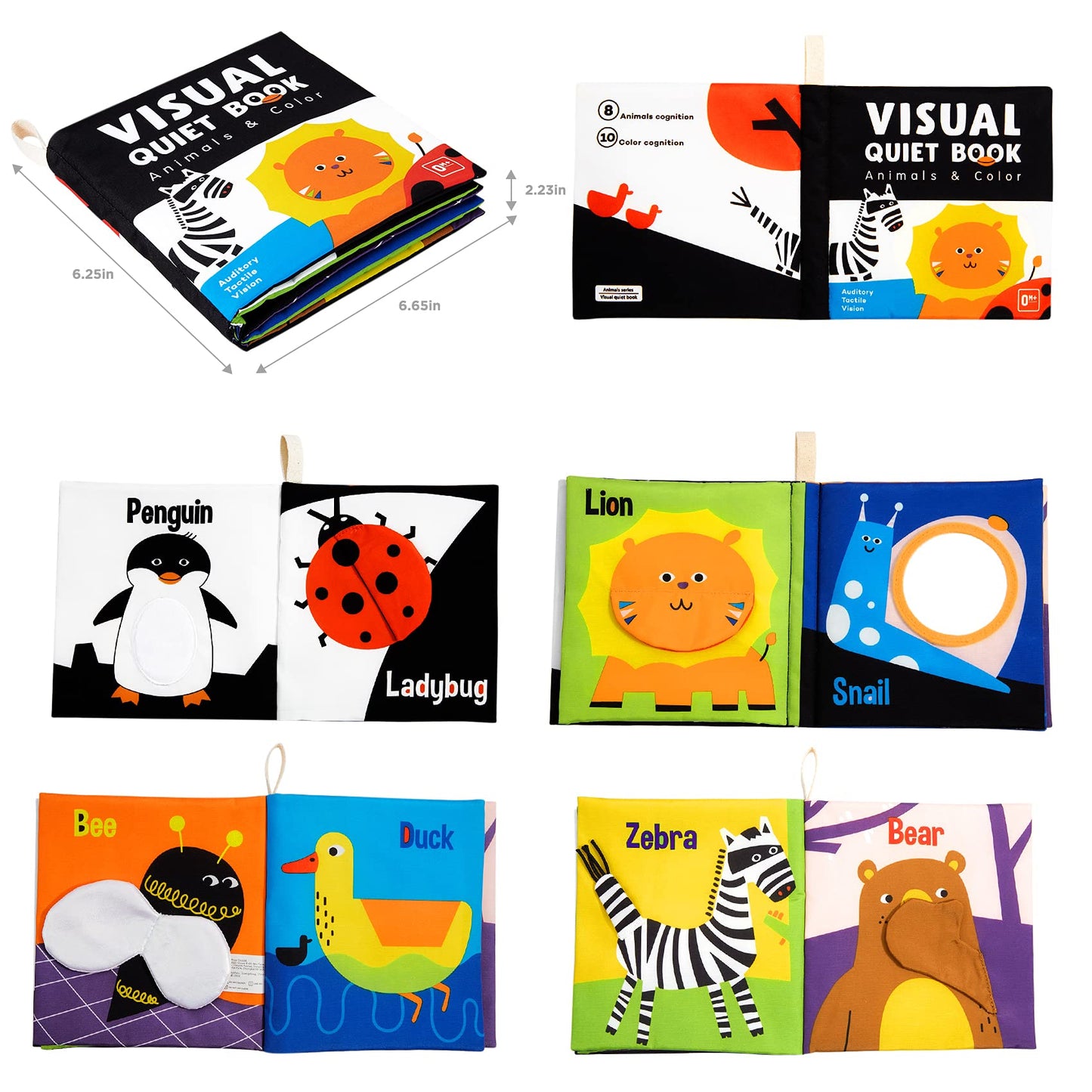 beiens Soft Baby Books, High Contrast Black and White Books NonToxic Fabric Touch and Feel Crinkle Cloth Books Early Educational Stimulation Toys for Infants Toddlers, Baby Girl & Baby Boy Gift Animal