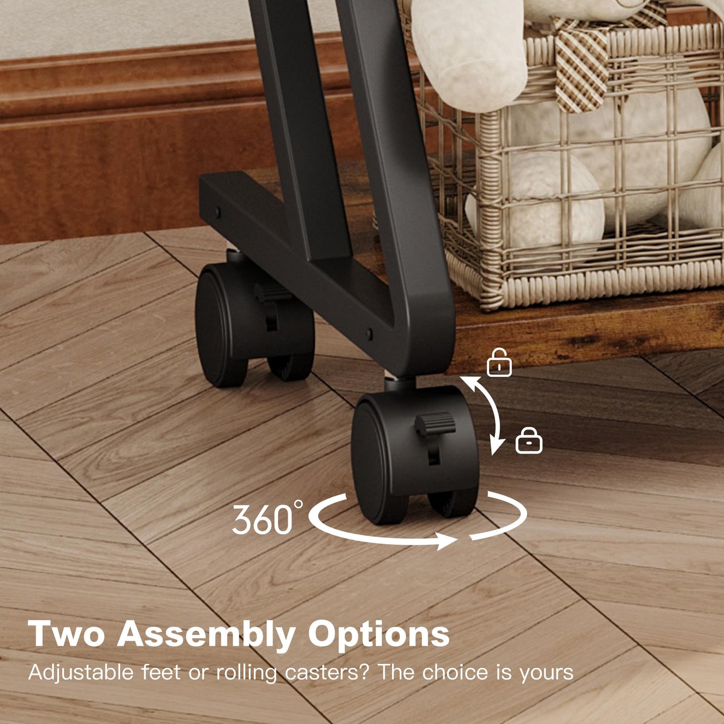 Homeiju Under Desk Printer Stand, 2-Tier Industrial Mobile Printer Table with Storage Bag and Drawer, Rolling Printer Cart Holder with Lockable Wheels for Home, Office