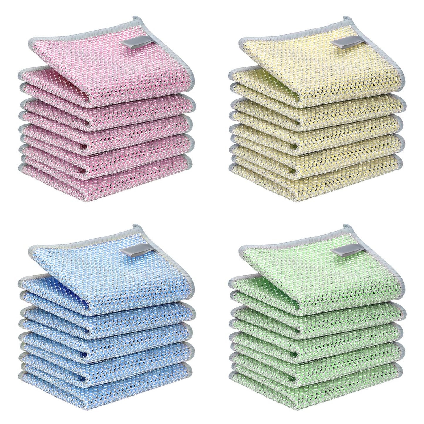 20PCS Upgrade Wire Dishwashing Rag, Non-Scratch, Wet and Dry, Double Layer, Multipurpose Wire Dishwashing Rags for Kitchen, Sinks, Cookware, Stove, Easy Rinsing, Reusable