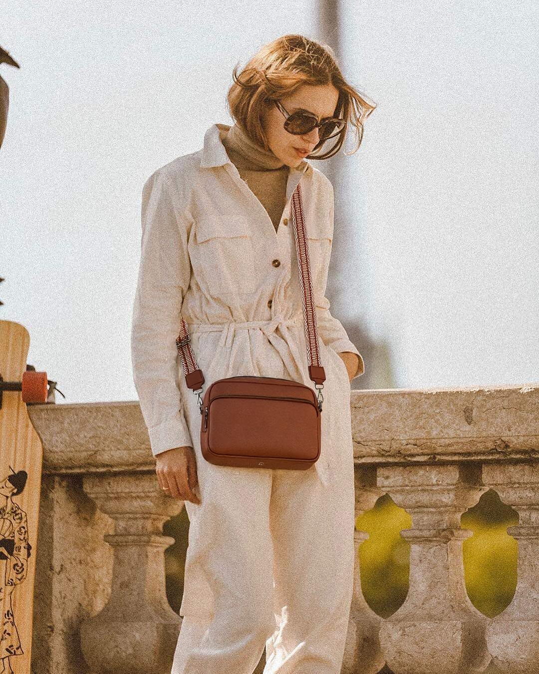 Botimmy Crossbody Bags for Women, Small Cross Body Purse Vegan Leather Triple Zip Shoulder Handbag with Adjustable Wide Strap Brown