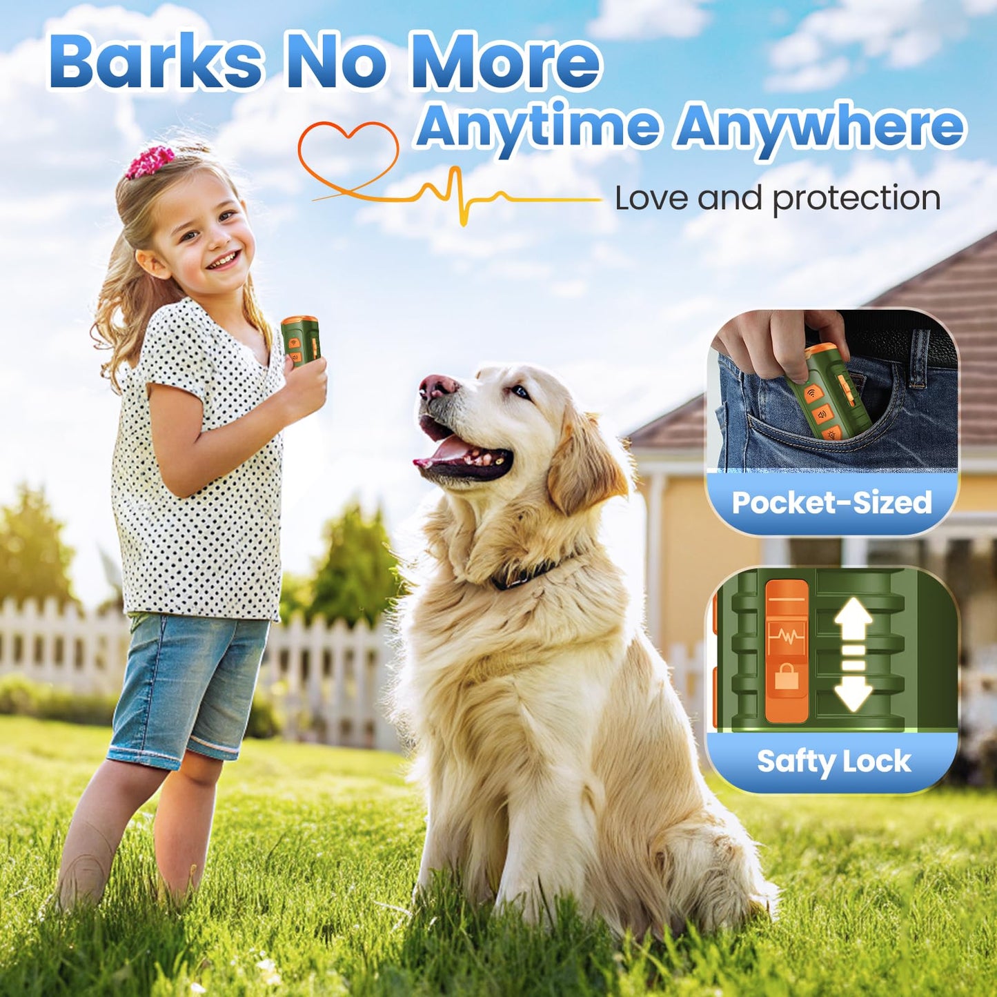 Dog Bark Deterrent Device, Anti Barking Device for Dogs 3X Ultrasonic to Stop Barking Neighbors Dog| 50ft Range, 5 Adjustable Modes, Flashlight & Beep | Safe & Effective for Small, Medium & Large Dogs