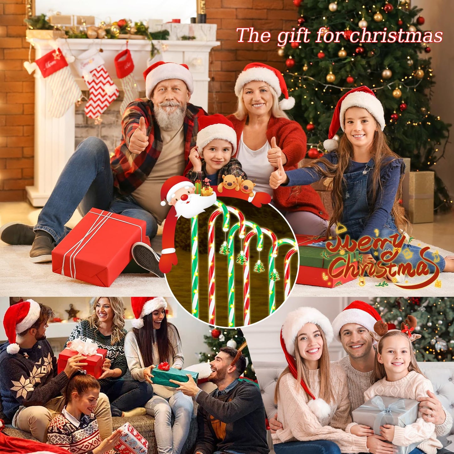 Amzxart Solar Pathway Lights Outdoor Christmas Decoration,10 Piece Set 8 Modes Solar Candy Cane Lights, Remote Christmas SolarPowered Light for Outdoor Garden, Balcony, Lawn Decoration