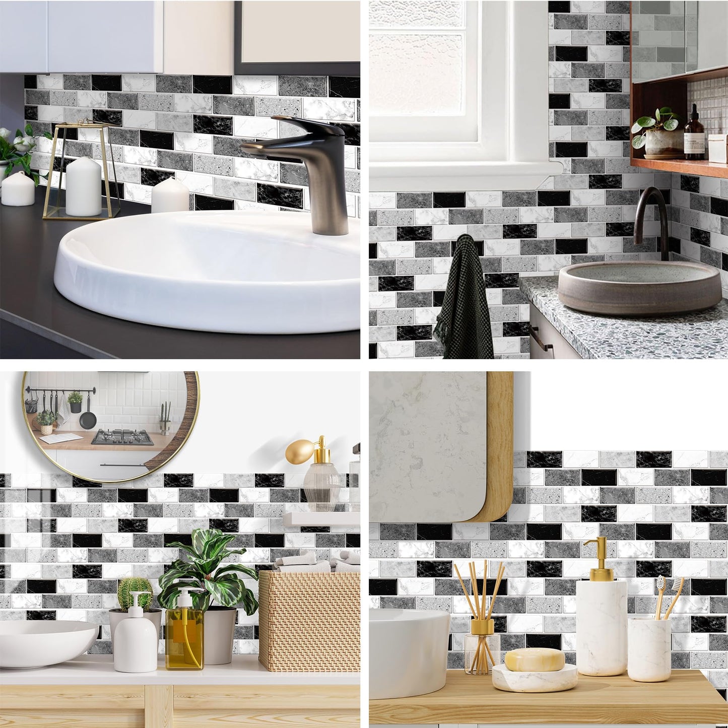 12-Sheet Peel and Stick Wallpaper, Subway Tile 6''x12'' Self Adhesive Wall Tiles Waterproof PVC Stick on Backsplash Vinyl Decorative Tiles Stickers for Kitchen Bathroom