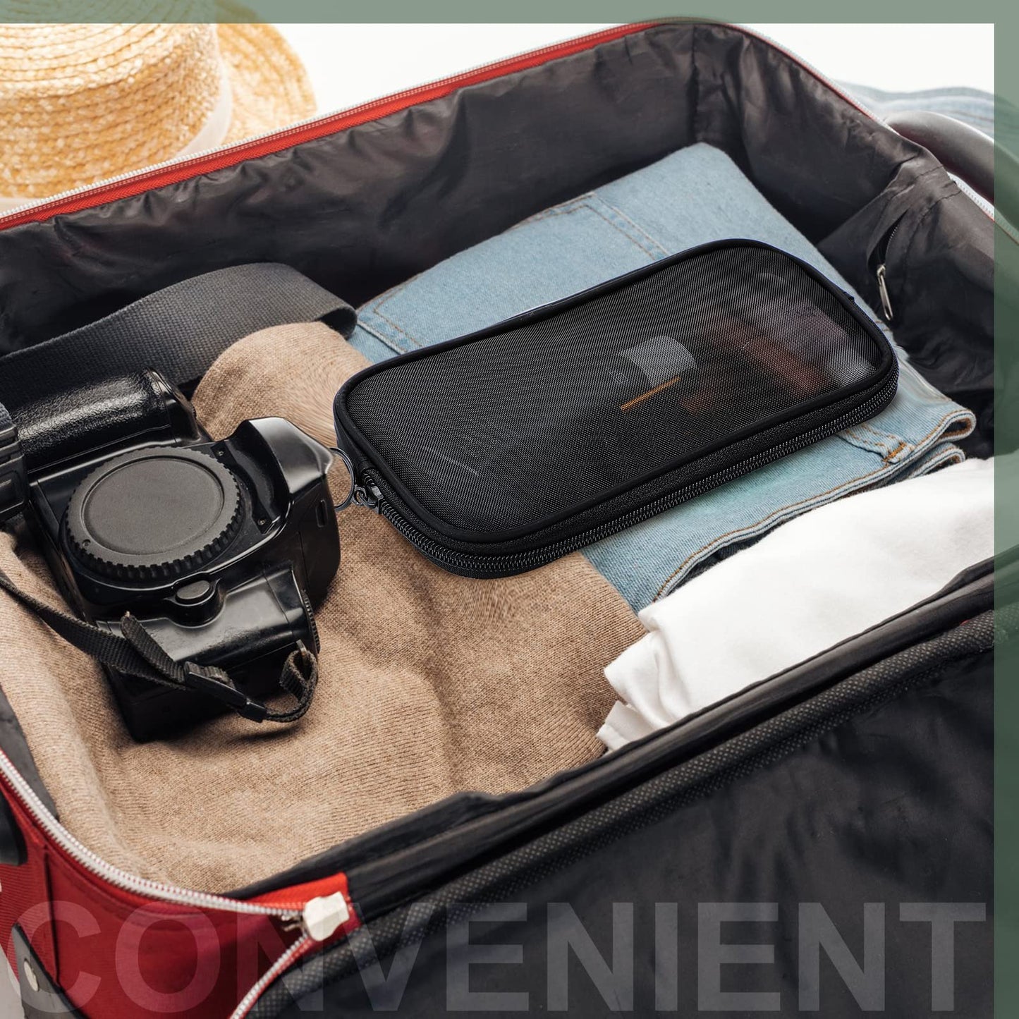 Weewooday 4 Pcs Mesh Makeup Bag Mesh Cosmetic Bag Travel Toiletry Pouch with Zipper Mini Makeup Cosmetic Purse for Daily Accessory(Small, Large, Medium,Black)