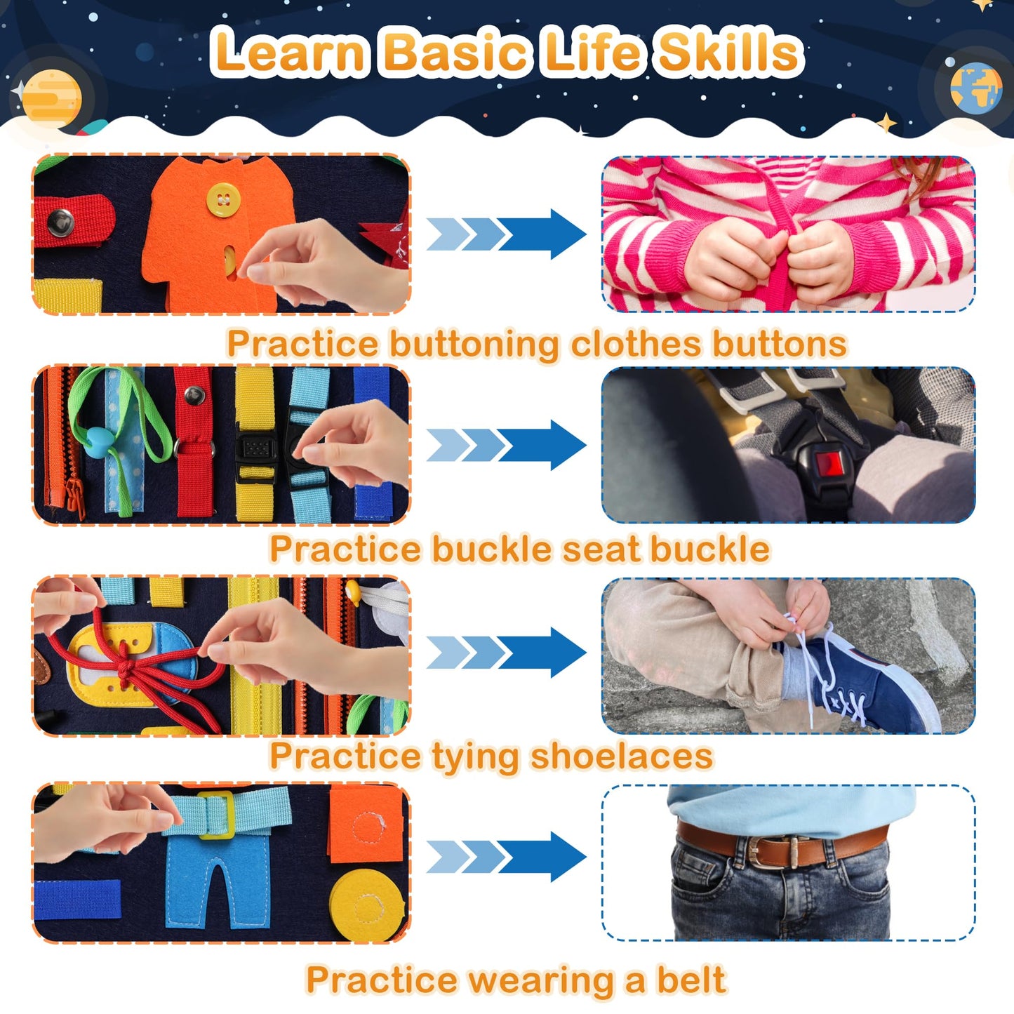 Toddler Busy Board Montessori Toys: for Toddlers 1-3 Year Old Educational Activity Book Sensory Board Travel Toy Ages 2-4 3-5 Learning Fine Motor Skills Preschool Quiet Book Gift for Boys Girls Kids