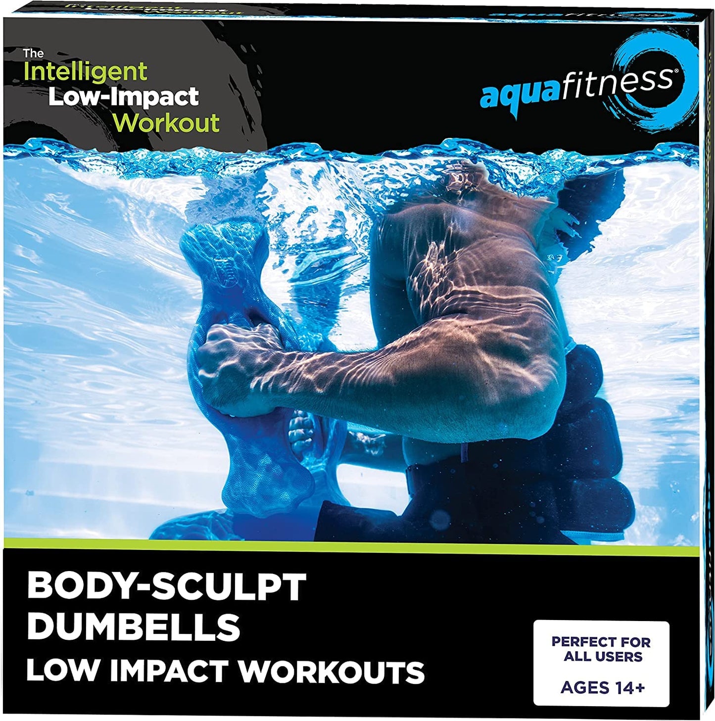 New Aqua Water Fitness Body Sculpt Ergo Dumbbells – Exercise Equipment for Water Aerobics, Aquatic Low-Impact Workouts, and Resistance Training – Light Blue