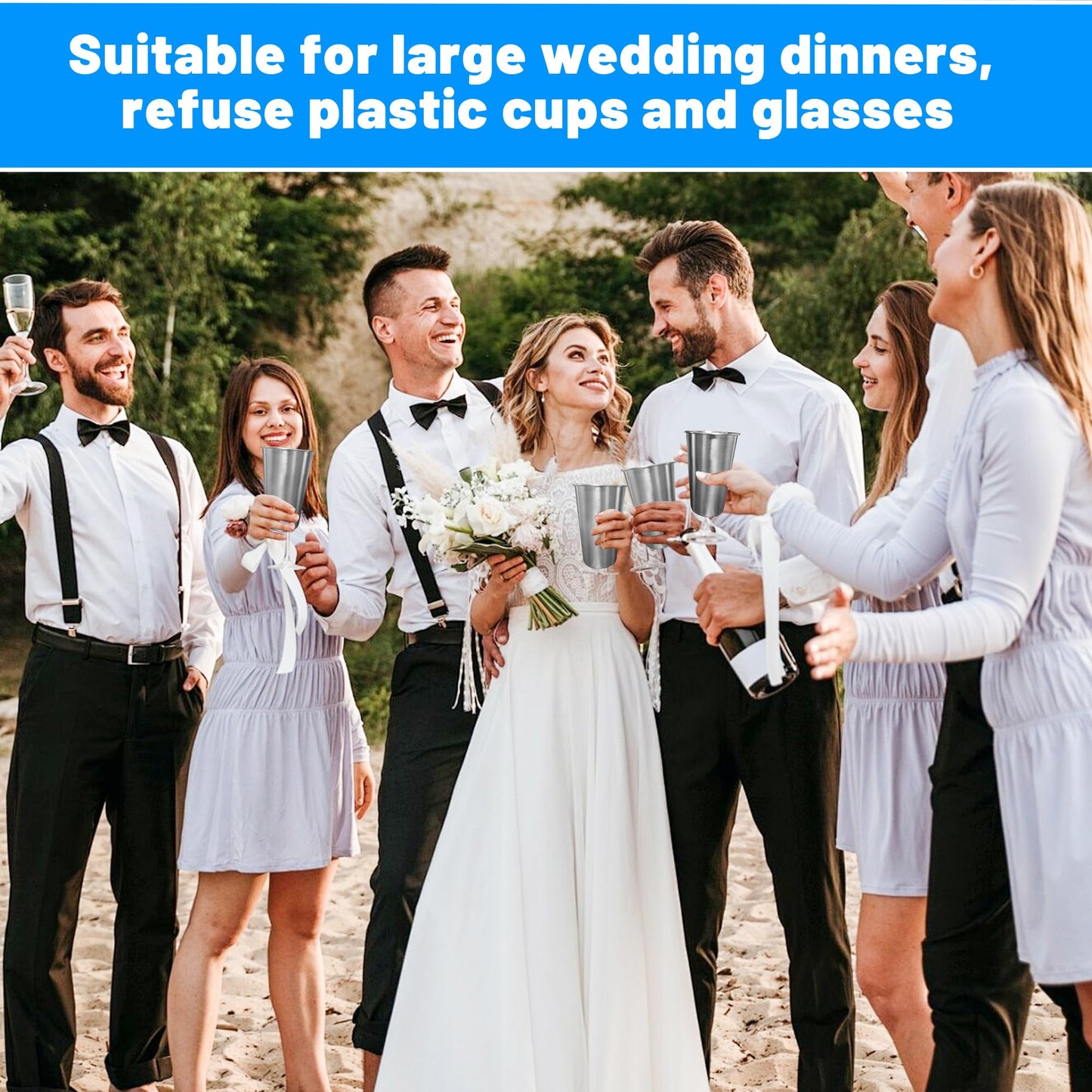 HAMILADUO 4Pack 16 oz Stainless Steel Pint Cups,Stainless Steel Cup,Pint Cup Tumbler，water Tumbler,Stackable,Reusable,BPA Free, (4)