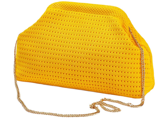 DIHKLCIO Summer Beach Woven Clutch Purses for Women 2025 Cloud Dumpling Pouch Purse Crossbody Bag Handbag Crochet Stripped yellow