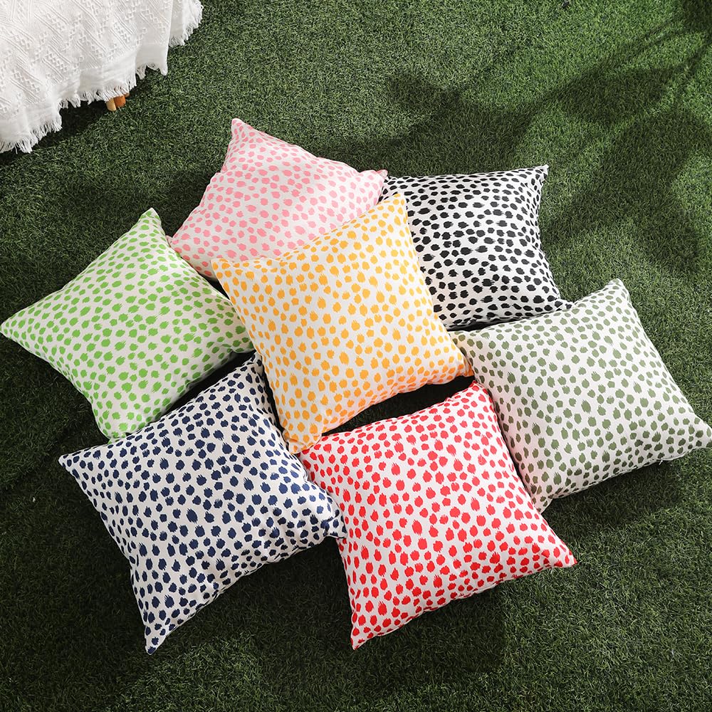 Allorry Outdoor Pillow Covers 18x18 Set of 2 Boho Design Blue Polka Dot Decorations Pillows Summer Outdoor Waterproof Patio Furniture Garden Porch Sofa Bed Cushion Covers Home Decor JB002-C18