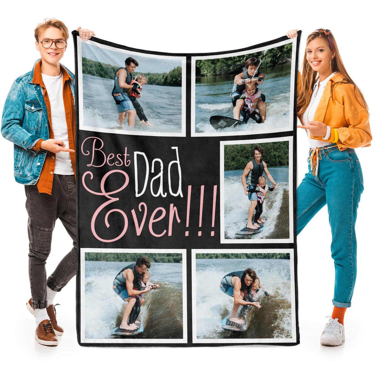 Custom Mom Blanket with 6 Photos Personalized Blanket with Pictures Customized Throw Gifts for Mom Grandma Photo Throw Blanket for Birthday Mother's Day