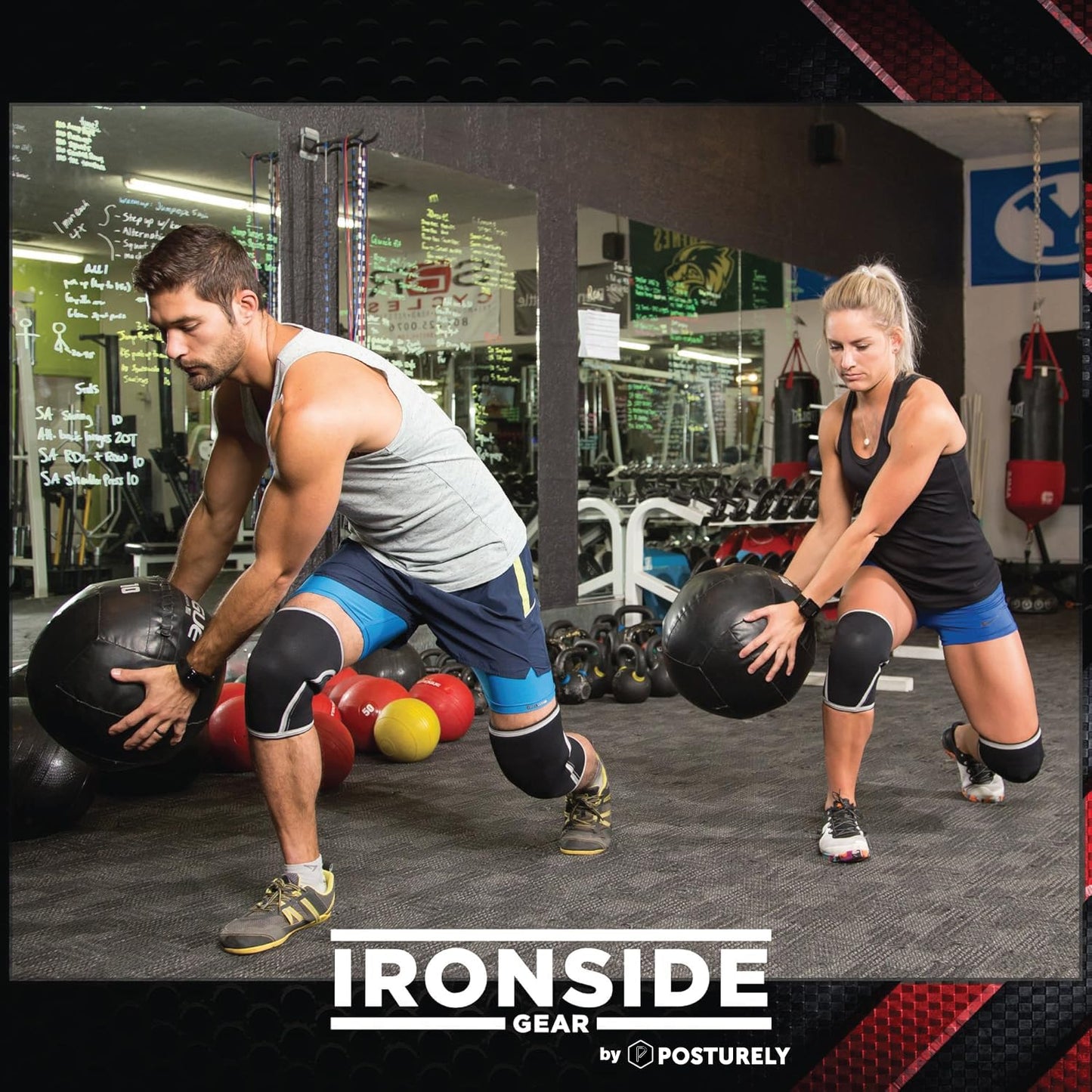 POSTURELY Knee Sleeve 7mm Neoprene Thick Compression Knee Brace Support for Weightlifting, Powerlifting, Squatting & Fitness Training for Women and Men Black (LARGE)